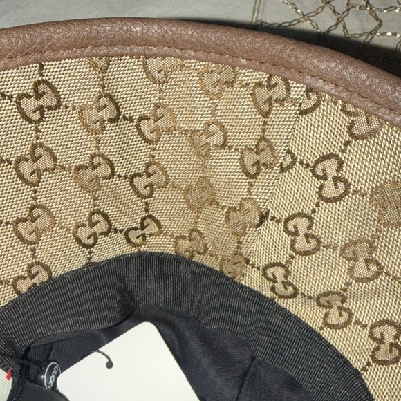 Luxury Inspired Tan wide rimmed Monogram Bucket Hat NWT - Picture 5 of 8